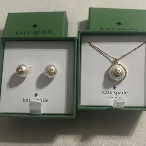 Kate Spade Gold and White Earrings and Necklace Set